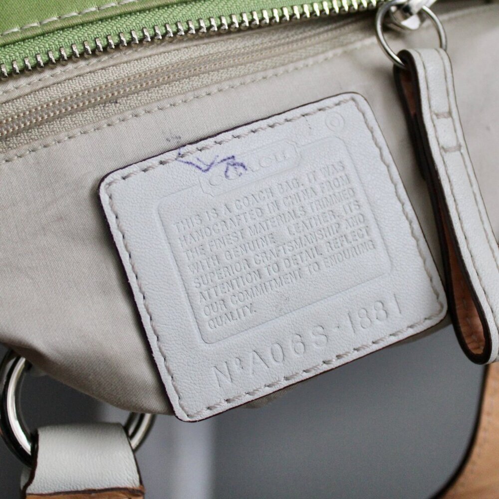 Coach VTG Y2K Green & White Soho Twill & Leather Mini Tote Bag A06S - 1881 - Picture 3 of 11